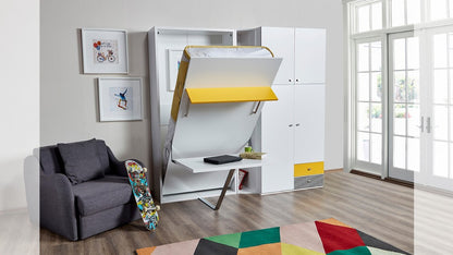 Opklapbed maat 90 x 190, verticaal, kleur wit