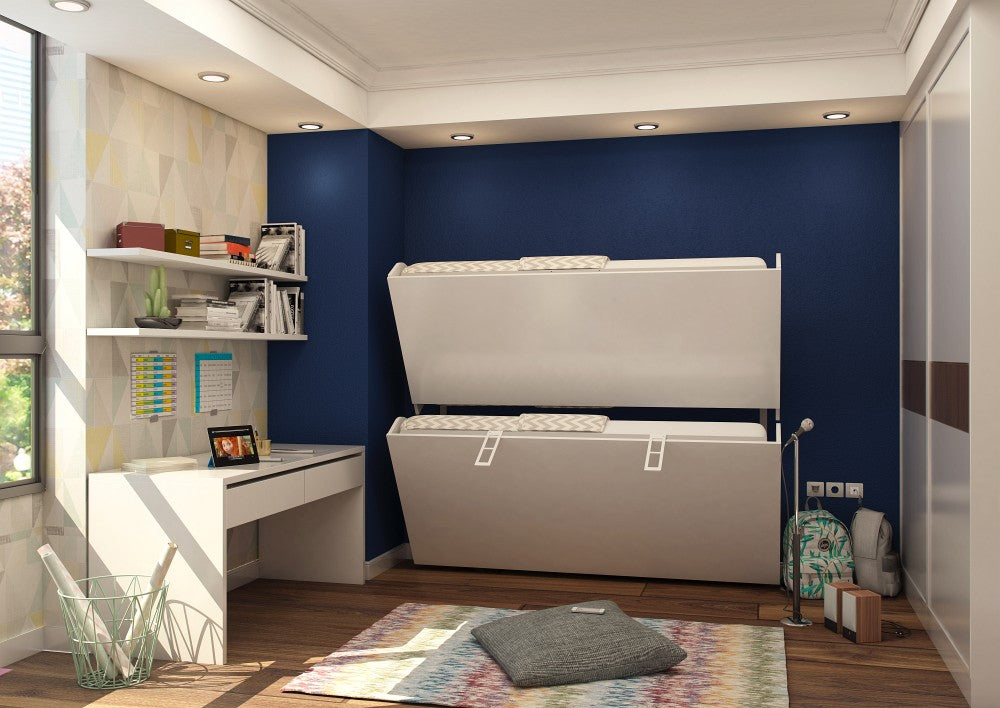 Opklapbed stapelbed, maat 90 x 200, horizontaal