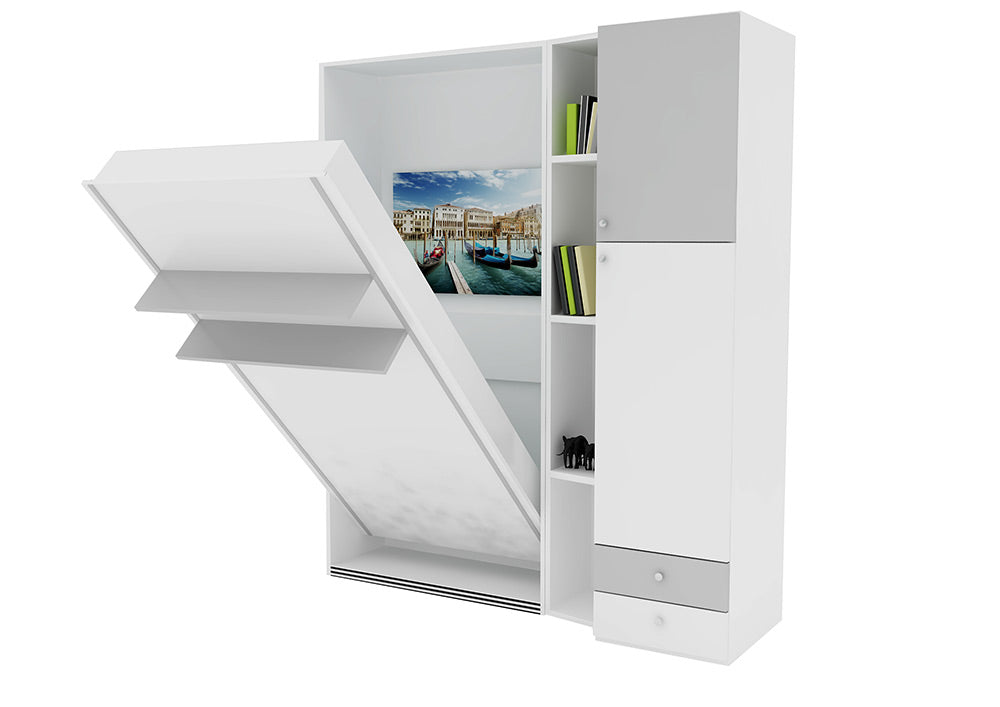 Opklapbed maat 150 x 200, verticaal, kleur wit