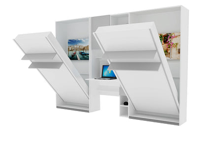 Opklapbed maat 150 x 200, verticaal, kleur wit