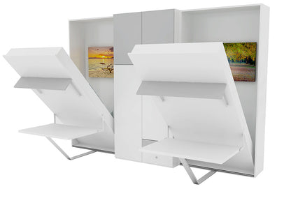Opklapbed maat 150 x 200, verticaal, kleur wit