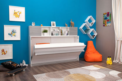 Opklapbed maat 90 x 200, horizontaal, kleur wit