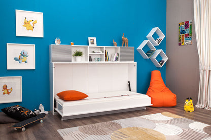 Opklapbed maat 90 x 200, horizontaal, kleur wit
