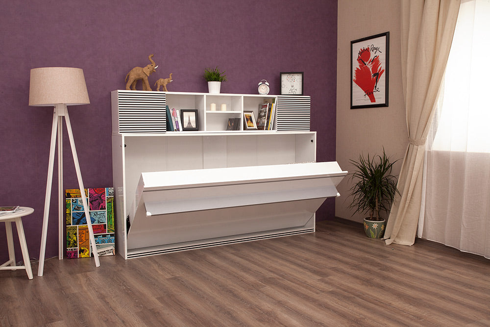 Opklapbed maat 90 x 200, horizontaal, kleur wit