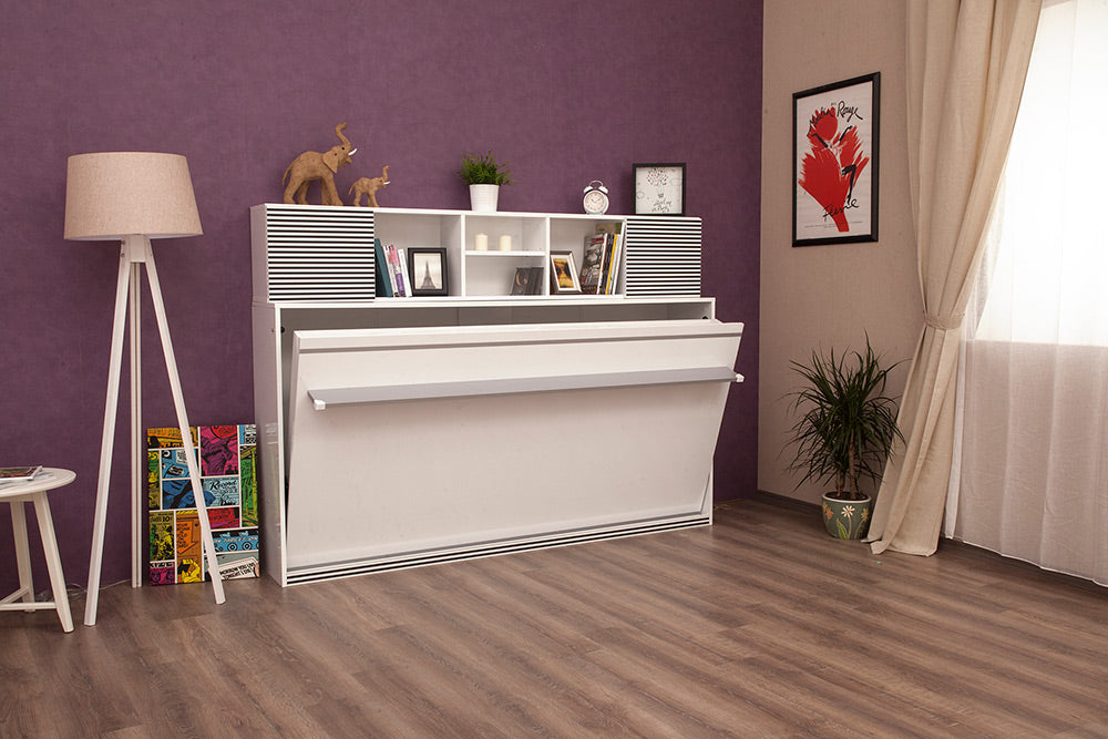 Opklapbed maat 90 x 200, horizontaal, kleur wit