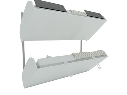 Opklapbed stapelbed, maat 90 x 200, horizontaal
